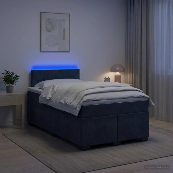 ARDEBO.de - Boxspringbett mit Matratze und LED Dunkelgrau 120 x 190 cm Samt