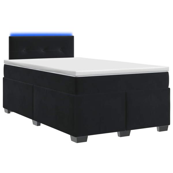 Boxspringbett mit Matratze und LED Schwarz 120 x 190 cm Samt