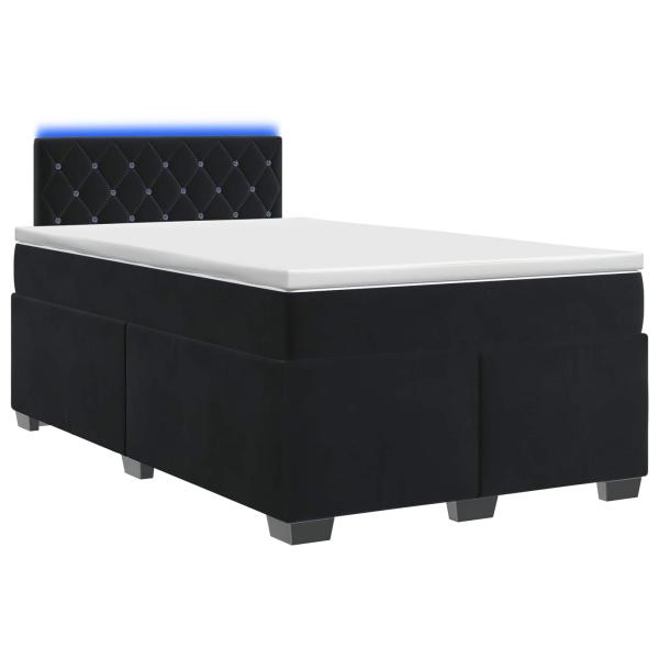 Boxspringbett mit Matratze und LED Schwarz 120 x 200 cm Samt