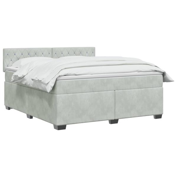 Boxspringbett mit Matratze und LED Hellgrau 140 x 200 cm Samt