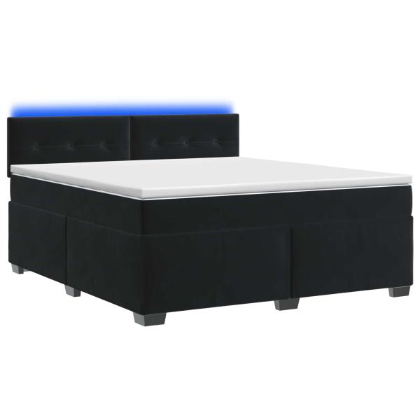 Boxspringbett mit Matratze und LED Schwarz 140 x 200 cm Samt