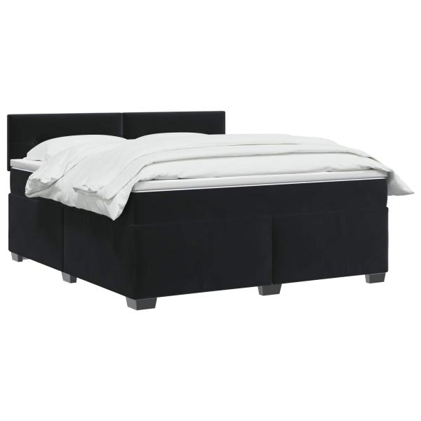 Boxspringbett mit Matratze und LED Schwarz 140 x 200 cm Samt