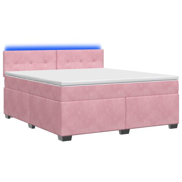 Boxspringbett mit Matratze und LED Rosa 140 x 200 cm Samt