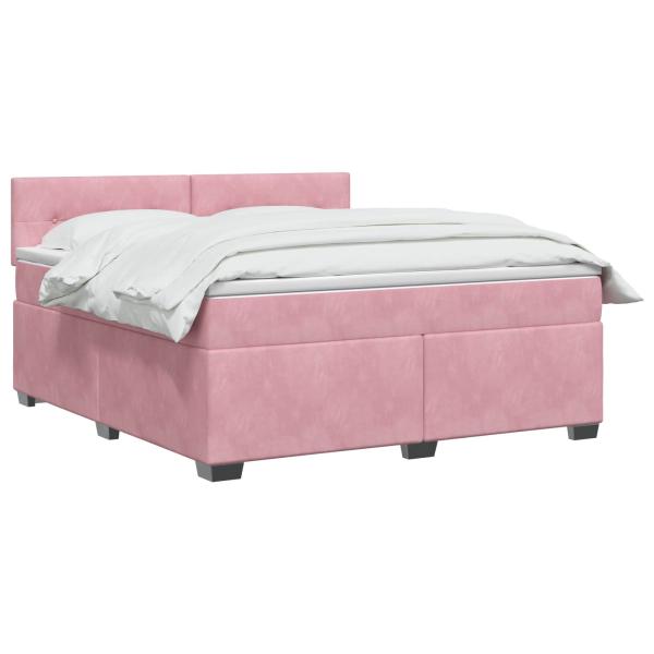 Boxspringbett mit Matratze und LED Rosa 140 x 200 cm Samt