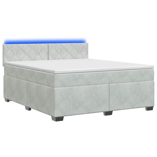 Boxspringbett mit Matratze und LED Hellgrau 140 x 200 cm Samt