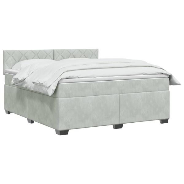 Boxspringbett mit Matratze und LED Hellgrau 140 x 200 cm Samt