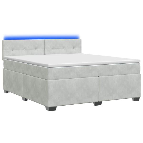 Boxspringbett mit Matratze und LED Hellgrau 180 x 200 cm Samt