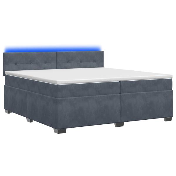 Boxspringbett mit Matratze und LED Dunkelgrau 200 x 200 cm Samt