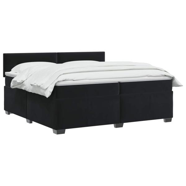 Boxspringbett mit Matratze und LED Schwarz 200 x 200 cm Samt