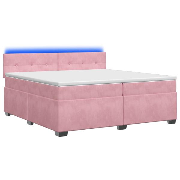 Boxspringbett mit Matratze und LED Rosa 200 x 200 cm Samt