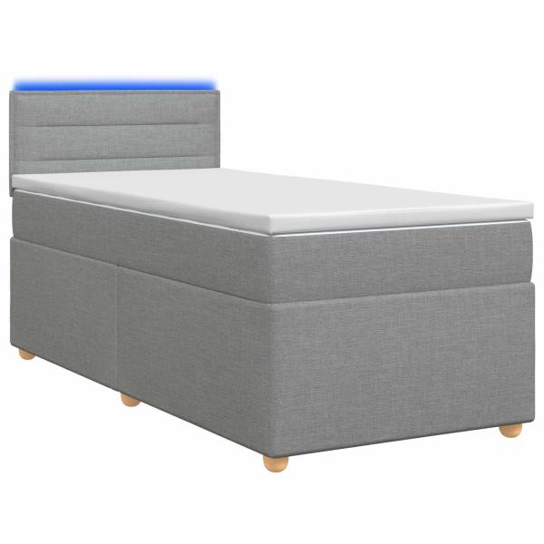 Boxspringbett mit Matratze Hellgrau 80 x 200 cm Stoff