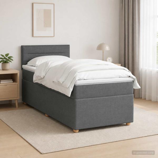 ARDEBO.de - Boxspringbett mit Matratze Dunkelgrau 80 x 200 cm Stoff