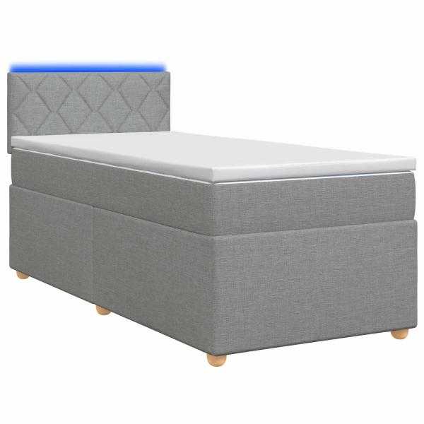 Boxspringbett mit Matratze Hellgrau 80 x 200 cm Stoff