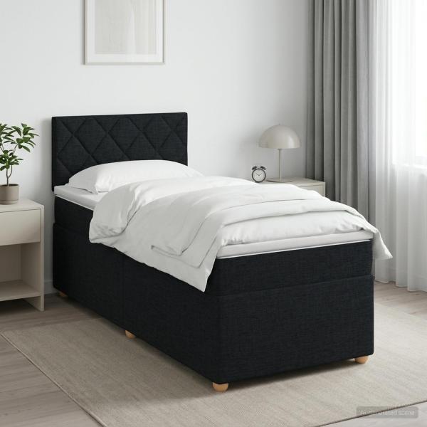 Boxspringbett mit Matratze Schwarz 80 x 200 cm Stoff
