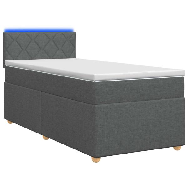 Boxspringbett mit Matratze Dunkelgrau 90 x 200 cm Stoff
