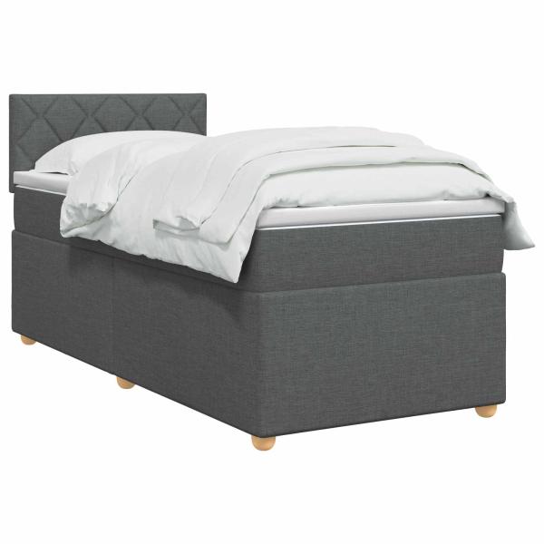 Boxspringbett mit Matratze Dunkelgrau 90 x 200 cm Stoff