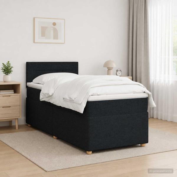 ARDEBO.de - Boxspringbett mit Matratze Schwarz 100 x 200 cm Stoff