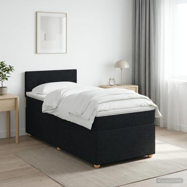 ARDEBO.de - Boxspringbett mit Matratze Schwarz 100 x 200 cm Stoff
