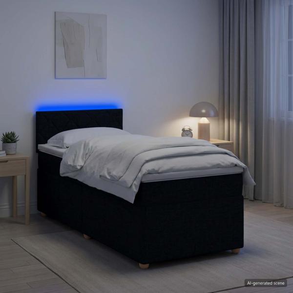 ARDEBO.de - Boxspringbett mit Matratze Schwarz 100 x 200 cm Stoff