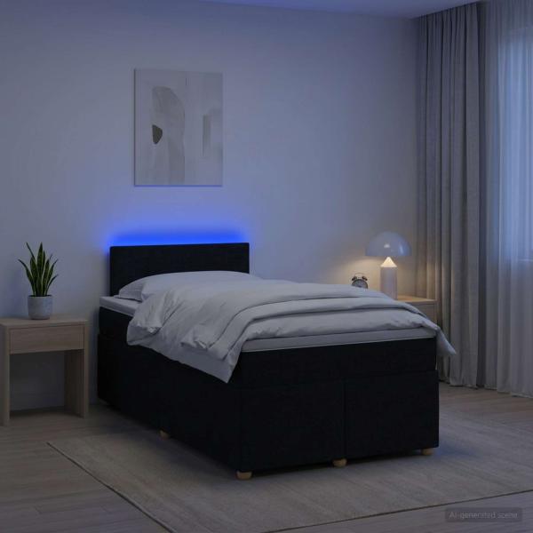 ARDEBO.de - Boxspringbett mit Matratze Schwarz 120 x 190 cm Stoff