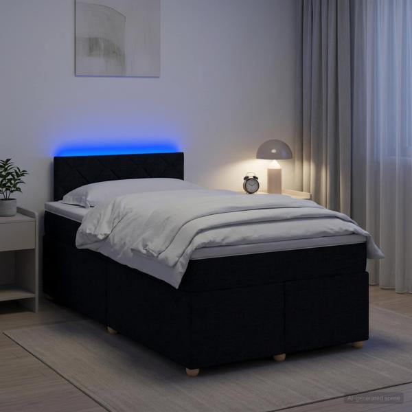 ARDEBO.de - Boxspringbett mit Matratze Schwarz 120 x 190 cm Stoff