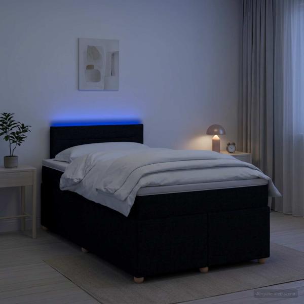 ARDEBO.de - Boxspringbett mit Matratze Schwarz 120 x 200 cm Stoff
