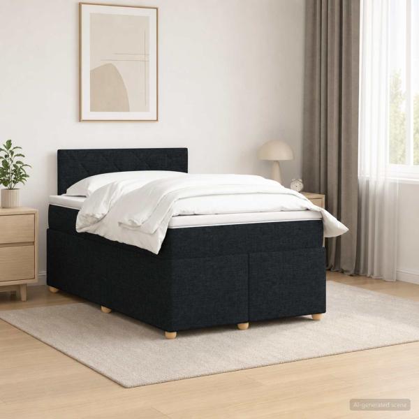 Boxspringbett mit Matratze Schwarz 120 x 200 cm Stoff