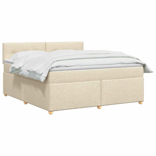 Boxspringbett mit Matratze Creme 140 x 190 cm Stoff