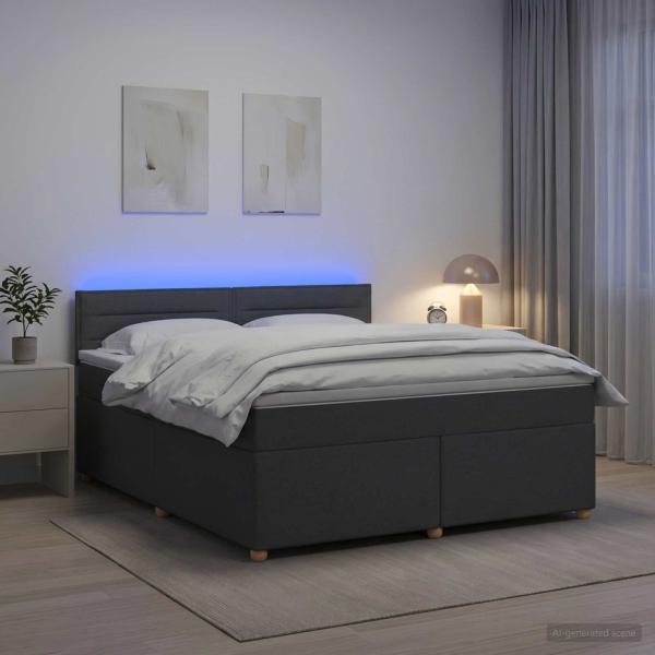 Boxspringbett mit Matratze Dunkelgrau 160 x 200 cm Stoff