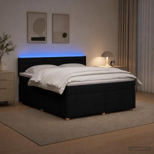 ARDEBO.de - Boxspringbett mit Matratze Schwarz 160 x 200 cm Stoff