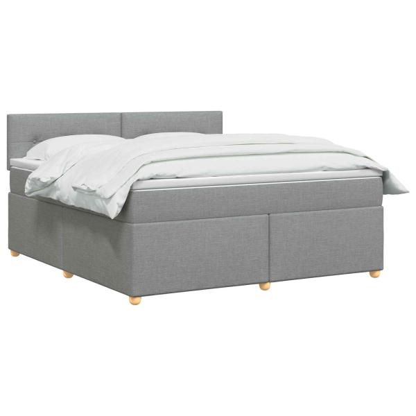 Boxspringbett mit Matratze Hellgrau 160 x 200 cm Stoff