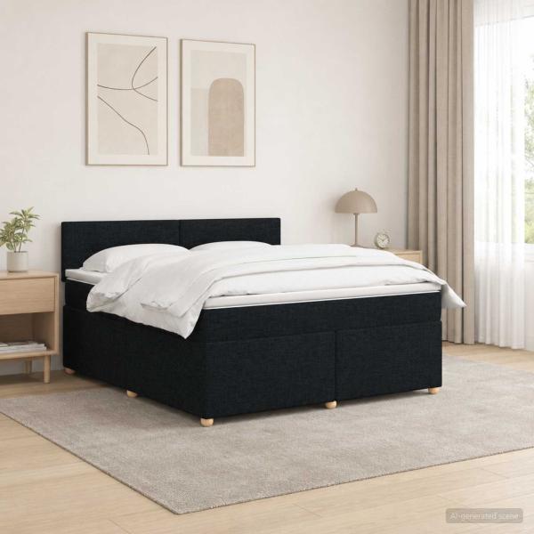 Boxspringbett mit Matratze Schwarz 160 x 200 cm Stoff