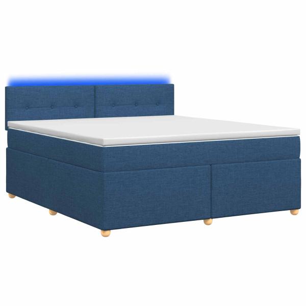 Boxspringbett mit Matratze mit Kopfteil Blau 160 x 200 cm Stoff