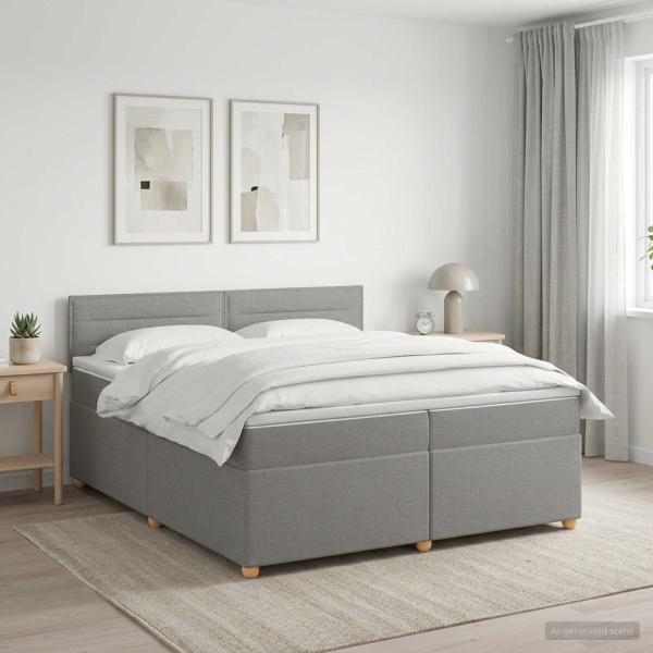 Boxspringbett mit Matratze Hellgrau 200 x 200 cm Stoff
