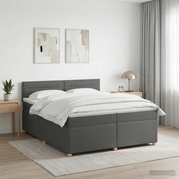 Boxspringbett mit Matratze Dunkelgrau 200 x 200 cm Stoff