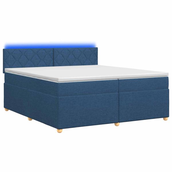 Boxspringbett mit Matratze mit Kopfteil Blau 200 x 200 cm Stoff