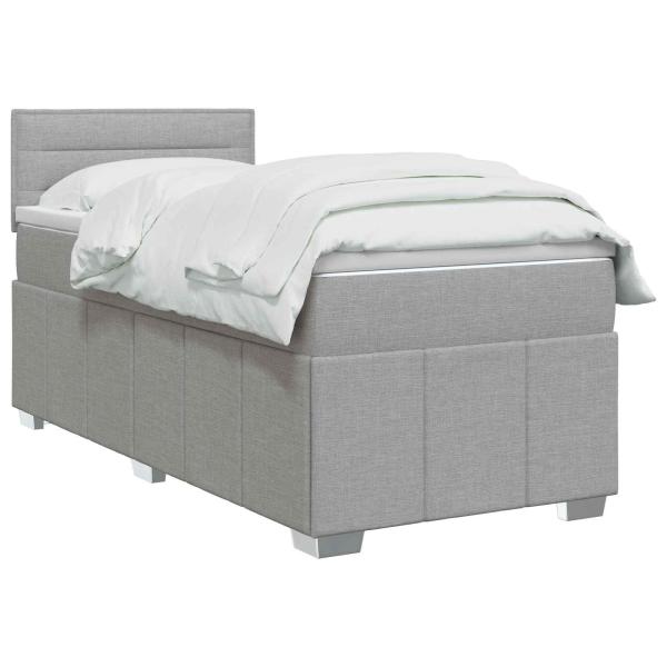Boxspringbett mit Matratze Hellgrau 80 x 200 cm Stoff
