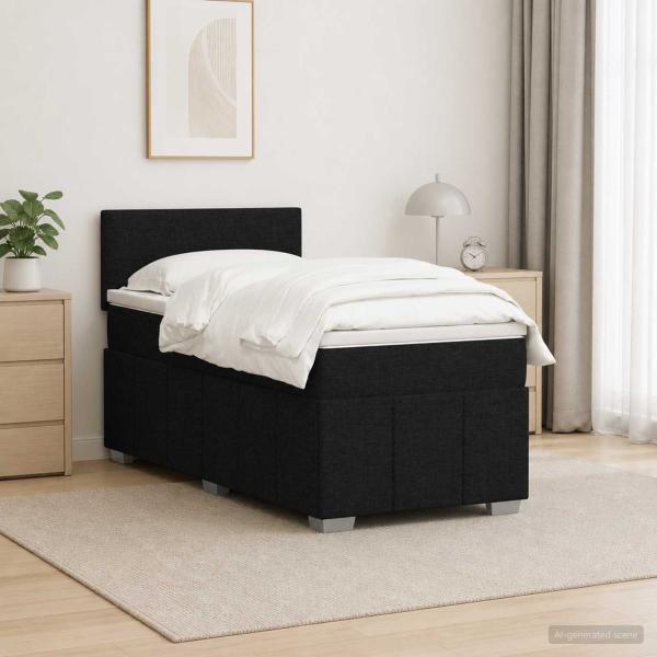 ARDEBO.de - Boxspringbett mit Matratze Schwarz 80 x 200 cm Stoff
