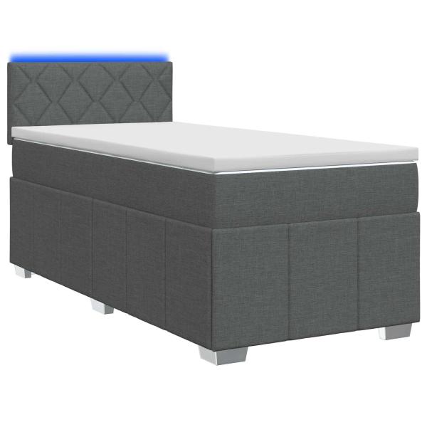 Boxspringbett mit Matratze Dunkelgrau 80 x 200 cm Stoff