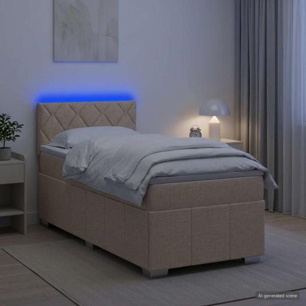 Boxspringbett mit Matratze mit Kopfteil Creme 80 x 200 cm Stoff