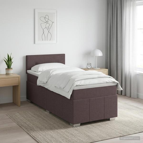 ARDEBO.de - Boxspringbett mit Matratze Dunkelbraun 100 x 200 cm Stoff