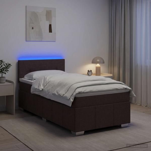 Boxspringbett mit Matratze Dunkelbraun 100 x 200 cm Stoff