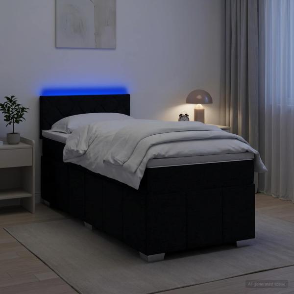 ARDEBO.de - Boxspringbett mit Matratze Schwarz 100 x 200 cm Stoff