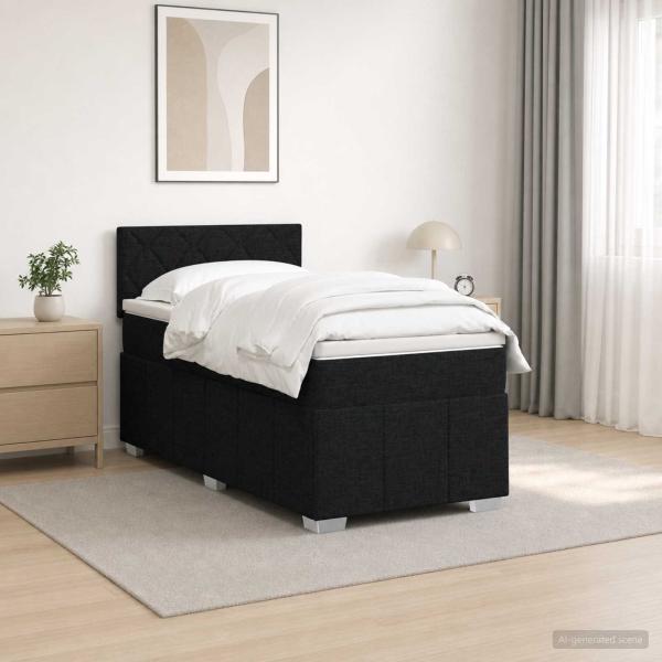 Boxspringbett mit Matratze Schwarz 100 x 200 cm Stoff