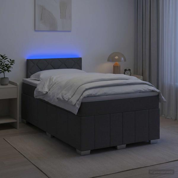 ARDEBO.de - Boxspringbett mit Matratze Dunkelgrau 120 x 190 cm Stoff