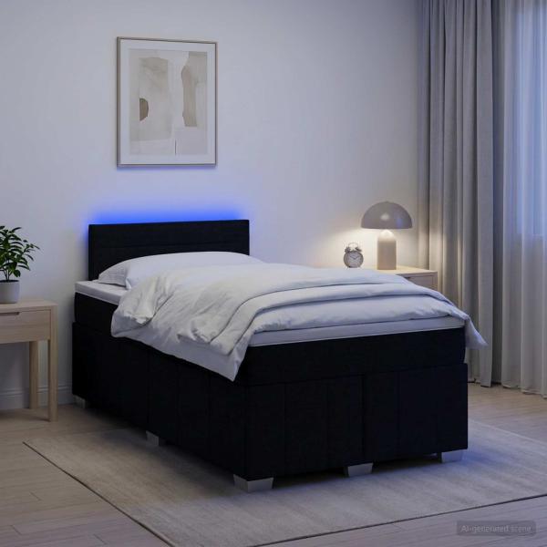 Boxspringbett mit Matratze Schwarz 120 x 200 cm Stoff