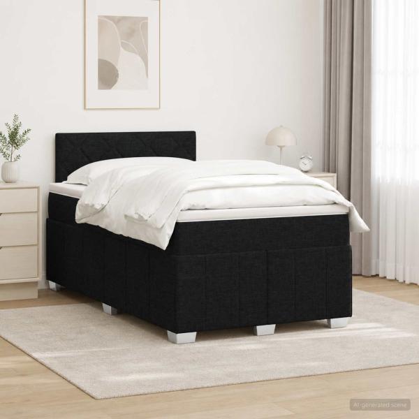 ARDEBO.de - Boxspringbett mit Matratze Schwarz 120 x 200 cm Stoff