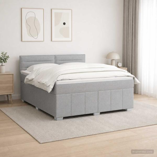 ARDEBO.de - Boxspringbett mit Matratze Hellgrau 140 x 190 cm Stoff
