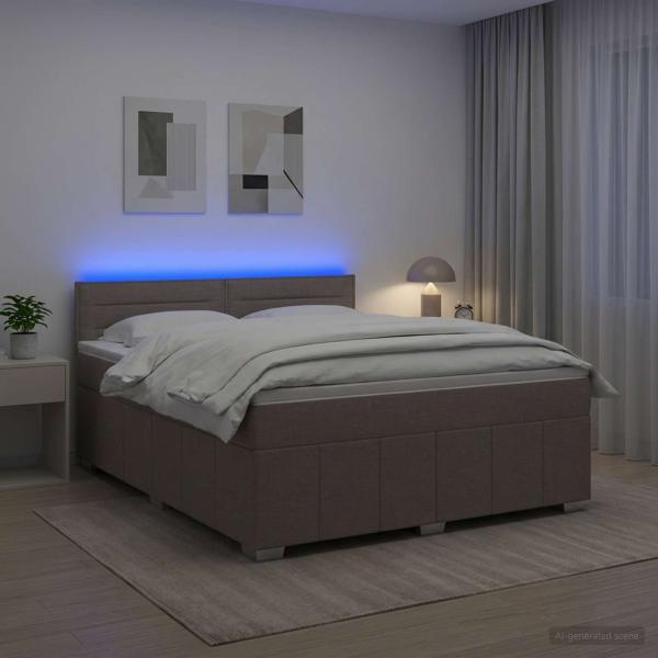 Boxspringbett mit Matratze Taupe 140 x 190 cm Stoff