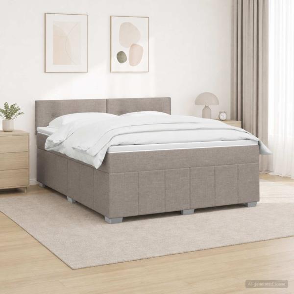 Boxspringbett mit Matratze Taupe 140 x 190 cm Stoff